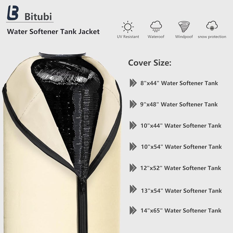 Bitubi Water Softener Neoprene Sweat Jacket, Outdoor Water Softener and Filter Tank Cover to Prevent Sweating, Water Softener Insulated Cover (9x48, Beige) - Image 1